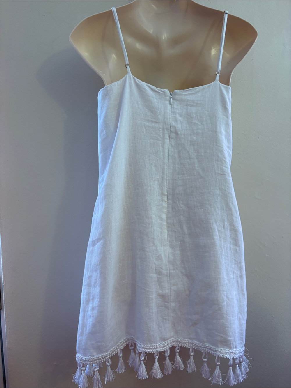 Club Monaco White Linen Tassel-Trim Slip Dress - Picture 2 of 7